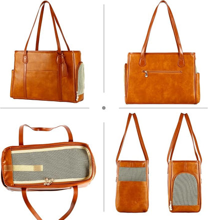 Stylish Dog Purse Carrier, Leather Pet Carrier Bag - Image 3