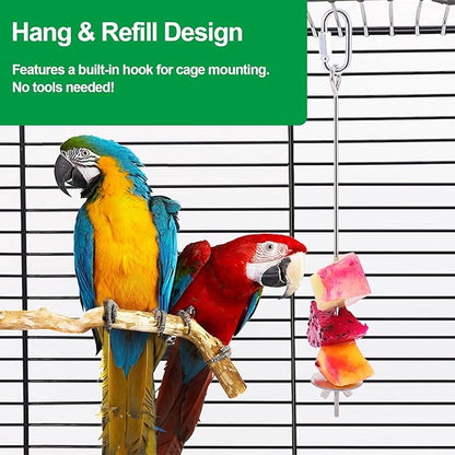3 Pcs Bird Cage Food Holder Stainless Steel Parrot Fruit & Vegetable Skewer - Image 4