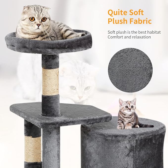 BestPet | 36" Cat Tree Tower | Light Gray | Sturdy Multi-Level Cat Tree - Image 6