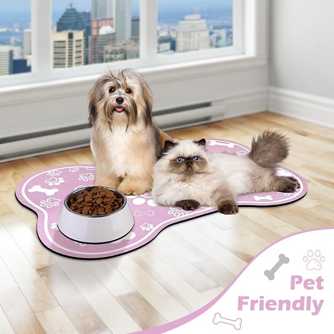 Dog Cat Mat for Food and Water, Rapid Absorbent Pet Feeding Mat, Bone Shaped - Image 7