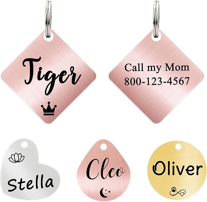 Ultra Joys Cat ID Tag Personalized Pet Tags, Durable Stainless Steel Small Pet by UltraJoys