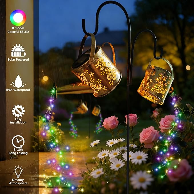 DDQ Solar Watering Can Lights, Warm White/Color LED - Image 2