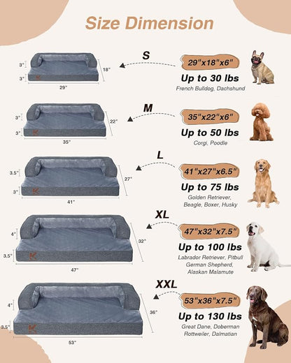 KSIIA Washable Dog Bed XL Senior Dog, Orthopedic Warm Soft Pet Sofa Waterproof - Image 7