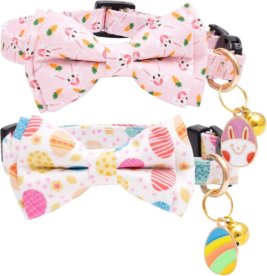 Faygarsle 2 Pack Easter Day Cat Collar Cute Rabbit Easter Eggs Printed Collar by Faygarsle