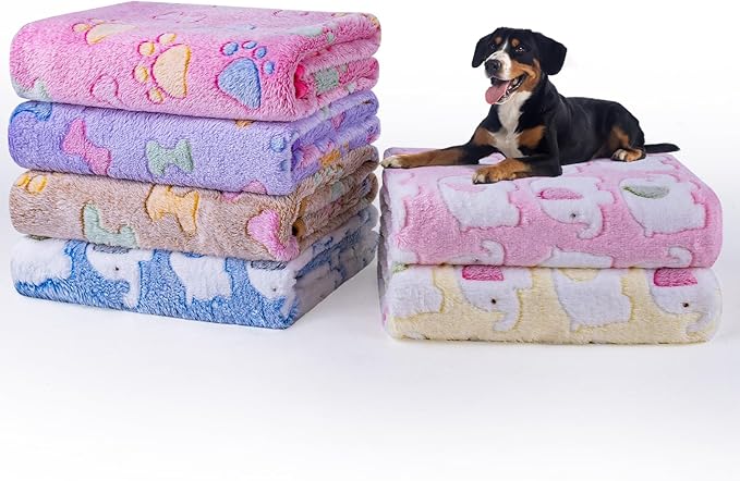 Dono 1 Pack 6 Dog Blankets, Soft Fluffy Fleece Pet Blanket Warm Sleep Mat Paw by Dono