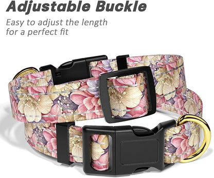 Reflective Dog Collar for Medium Dogs, Cute Flower Theme Adjustable Heavy-Duty - Image 6