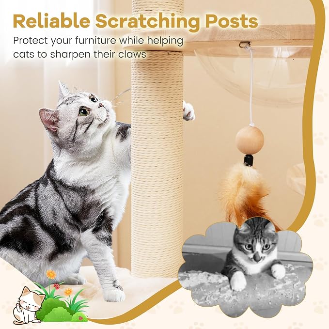 Nightcore 57” Tall Solid Wood Cat Tree - Image 8