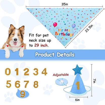 Dog Boy Girl Birthday Party Hat, Dog Birthday Party Supplies, Birthday Bandana - Image 2