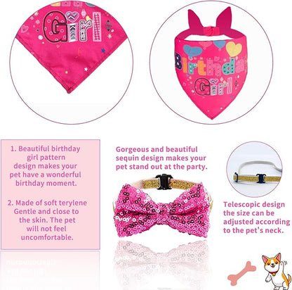Hot-Pink Dog Birthday Party Supplies Pet Birthday Bandanas Girl Doggy Birthdays - Image 5