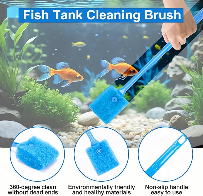 Fish Tank Cleaner, Aquarium Cleaning Tools Set of 3 Pieces, Include Algae - Image 3
