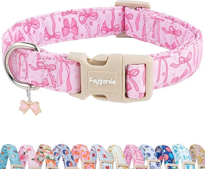 Faygarsle Cute Pink Bow Pattern Dog Collar by Faygarsle