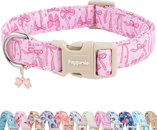 Faygarsle Cute Pink Bow Pattern Dog Collar by Faygarsle