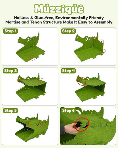 Cat Bed House, for 25 LBs Indoor Cats&Small Dogs, Large Cute Crocodile Felt Pet - Image 7