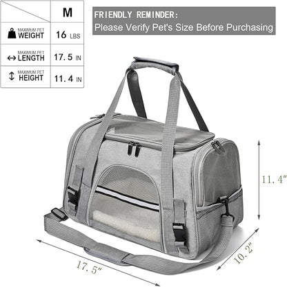 Dog Cat Carrier Soft for Small Pet Up to 16 Lbs TSA Airline Approved Travel - Image 2