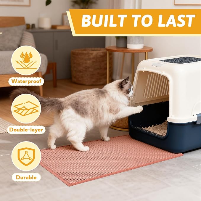 Pieviev Cat Litter Mat Double Layer Waterproof Urine Proof Trapping Mat 1 Pack) - Image 7