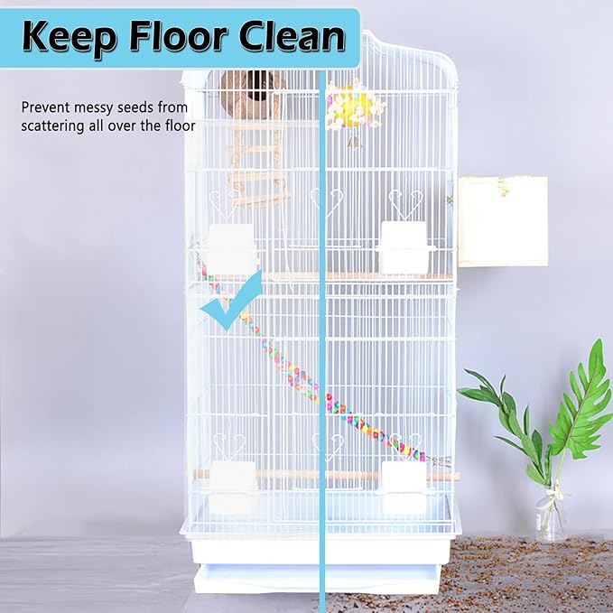 ASOCEA Large Bird Cage Seed Cather, Bird Cage Cover Adjustable Soft Airy Skirt - Image 3