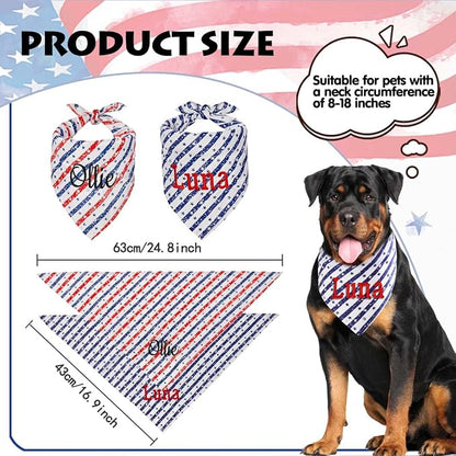 Personalized 4th of July Dog Bandana Embroidered Name Custom Neckwear Dog Scarf - Image 5