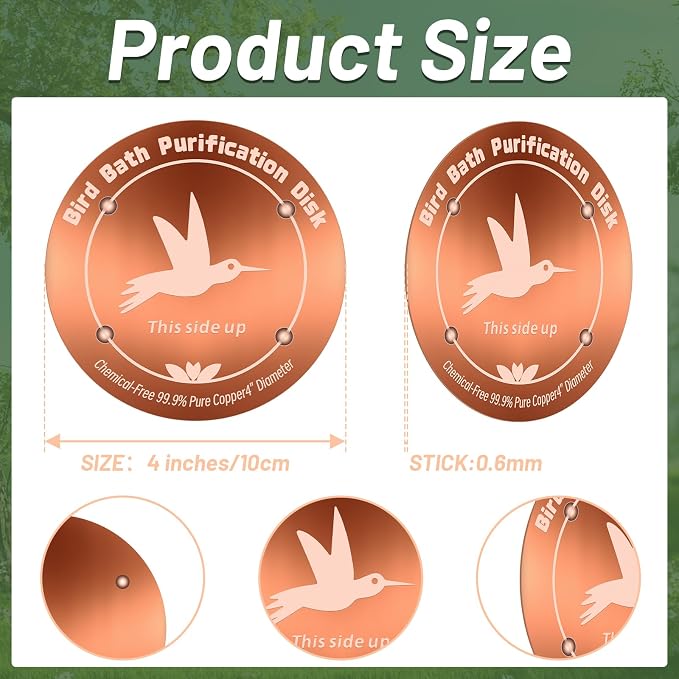 4Pcs Pure Copper Bird Bath Purification Disk, 0.6mm thick, All-Season Safe - Image 3