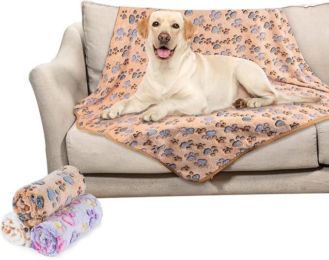 Dono 1 Pack 3 Dog Blankets, Soft Fluffy Fleece Pet Blanket Warm Sleep Mat Paw by Dono