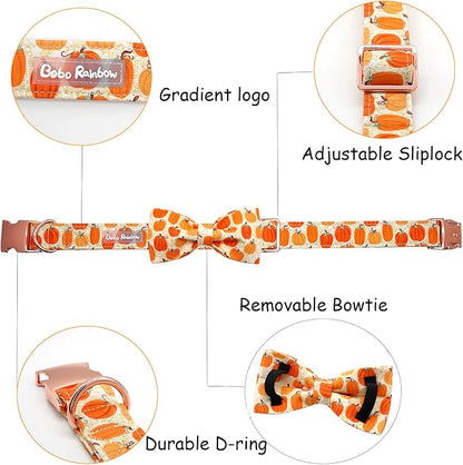 Dog Collars - Halloween Pumpkin Bowtie Dog Collar Gift Soft Bow Collar Pet - Image 2