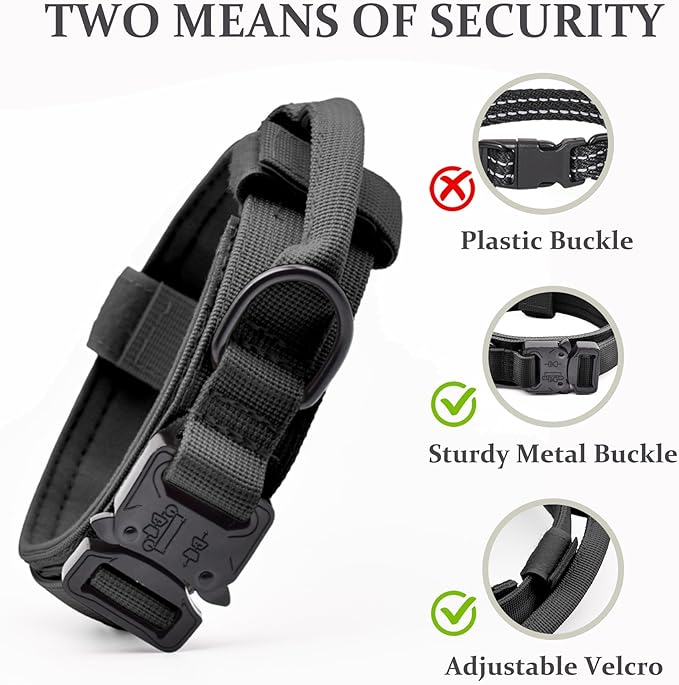 Tactical Dog Collar Set, Adjustable Military Training Nylon Dog Collar - Image 2