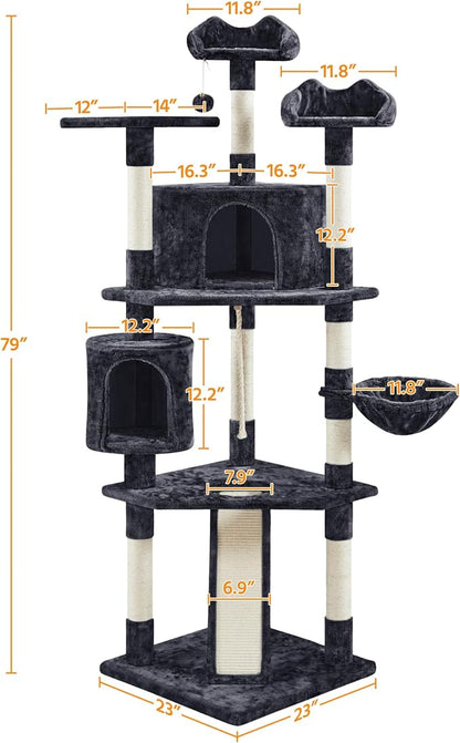Yaheetech 79 in Cat Tree Tower, Comfy Basket, Sisal Scratching Posts - Image 3