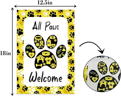 ALL Paws Welcome Garden Flag, Welcome to Cute Dog House Vertical Double Sided - Image 2
