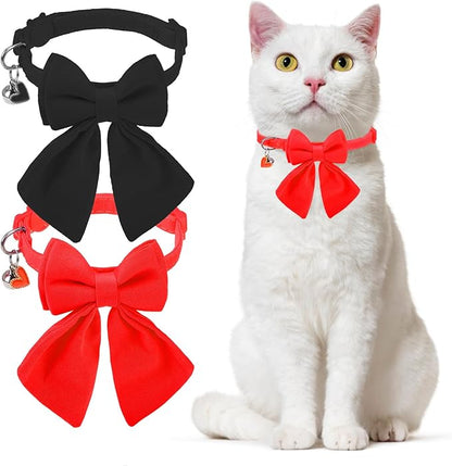 Cat Collar Breakaway with Bells, Soft Pure Cotton Bowtie Collar by DILLYBUD