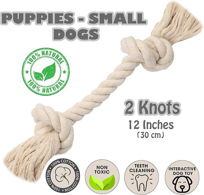 Barida Pet Supplies 100% Natural Cotton Rope Dog Toys, Premium White Cotton Dog - Image 2