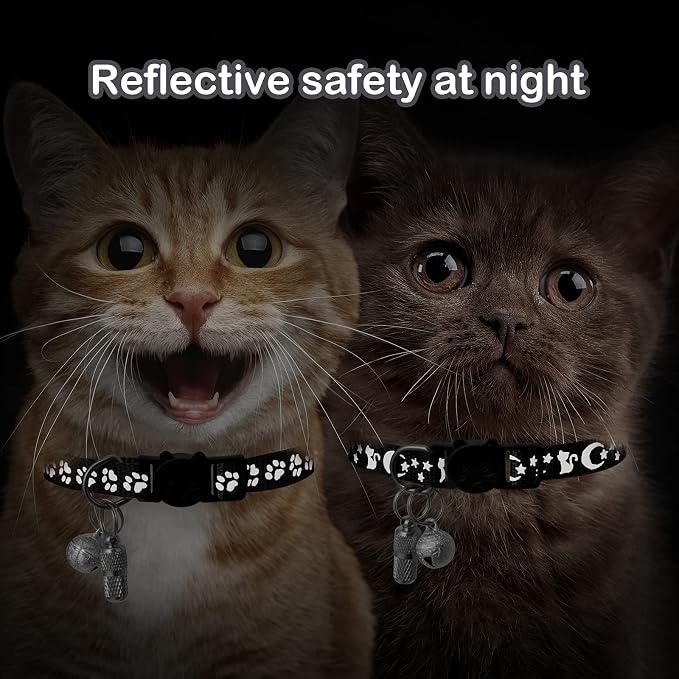 LLHK 2 Pack Breakaway Cat Collars & 2 Pcs Name Tags, Reflective Safety Kitten - Image 2