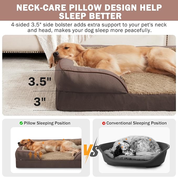 INVENHO Orthopedic Dog Bed for Large Dogs, Washable Waterproof, Egg-Crate Foam - Image 5