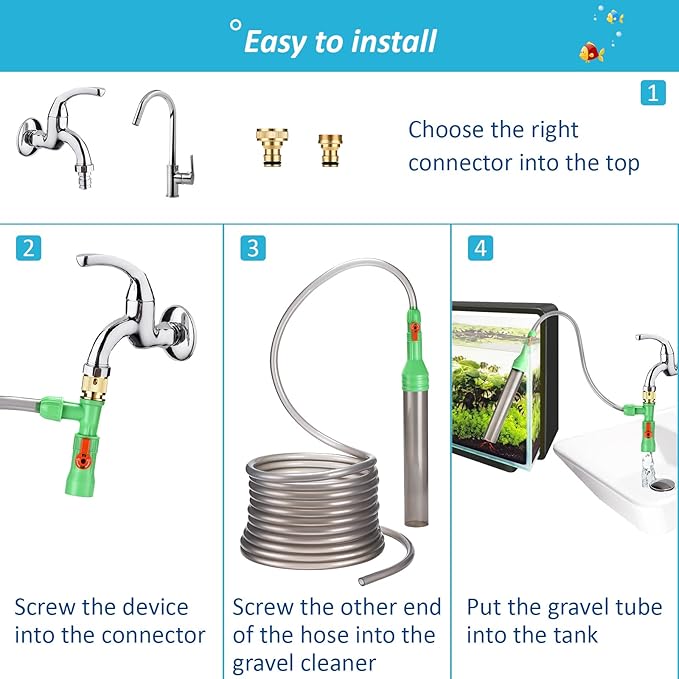 ZZM Fish Tank Cleaning Tools, Aquarium Water Changer Kit, Siphon Fish Tank - Image 3