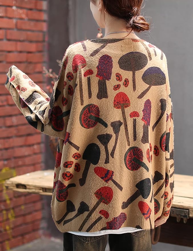 YESNO Women Christmas Sweater Graphic Printed Oversized Pullover Sweaters - Image 3