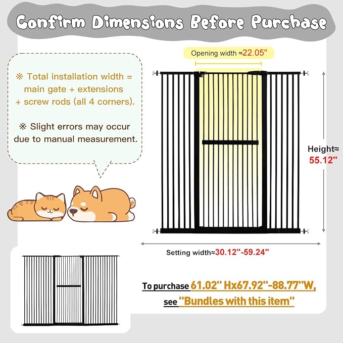 Lumizone Extra Tall Cat Gate 61.02" High Pressure Mounted Extra Wide - Image 2