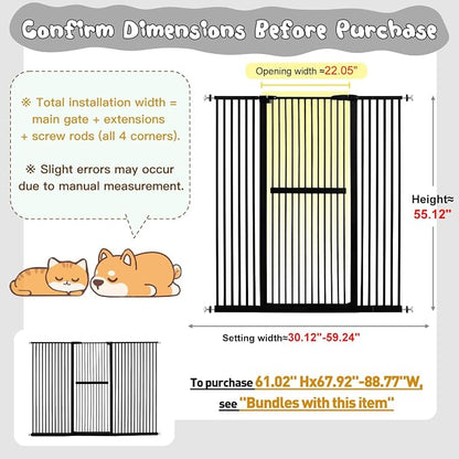 Lumizone Extra Tall Cat Gate 61.02" High Pressure Mounted Extra Wide - Image 2