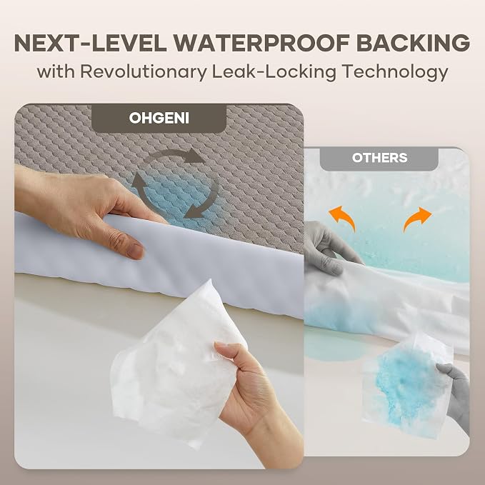 OhGeni 100% Waterproof Mattress Protector, Queen Size Mattress Soft Pad - Image 3
