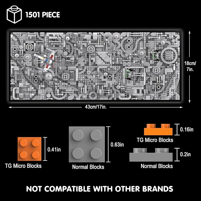 Star Trench 3D Wars Run Wall Art Craft Kit, Micro Brick Framed, Creative - Image 2