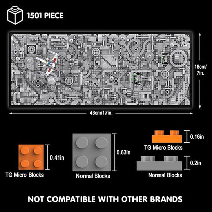 Star Trench 3D Wars Run Wall Art Craft Kit, Micro Brick Framed, Creative - Image 2