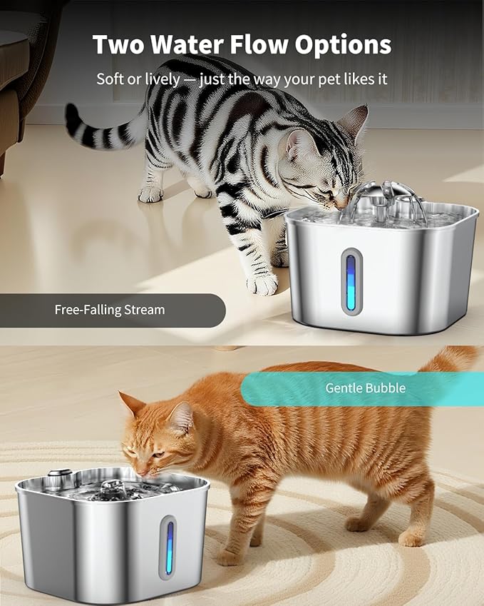 Cat Water Fountain Stainless Steel, 2.2L/74oz Cat Fountain - Image 7