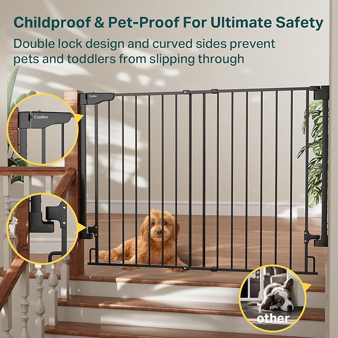 Cumbor 34" Extra Tall No Bottom Bar Baby Gate - Image 6