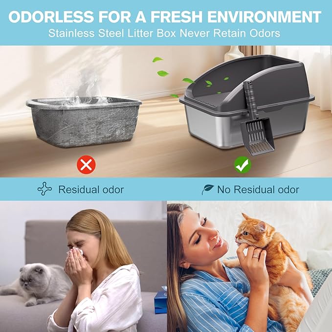 2PACK Stainless Steel Cat Litter Box, Large Litter Box - Image 5