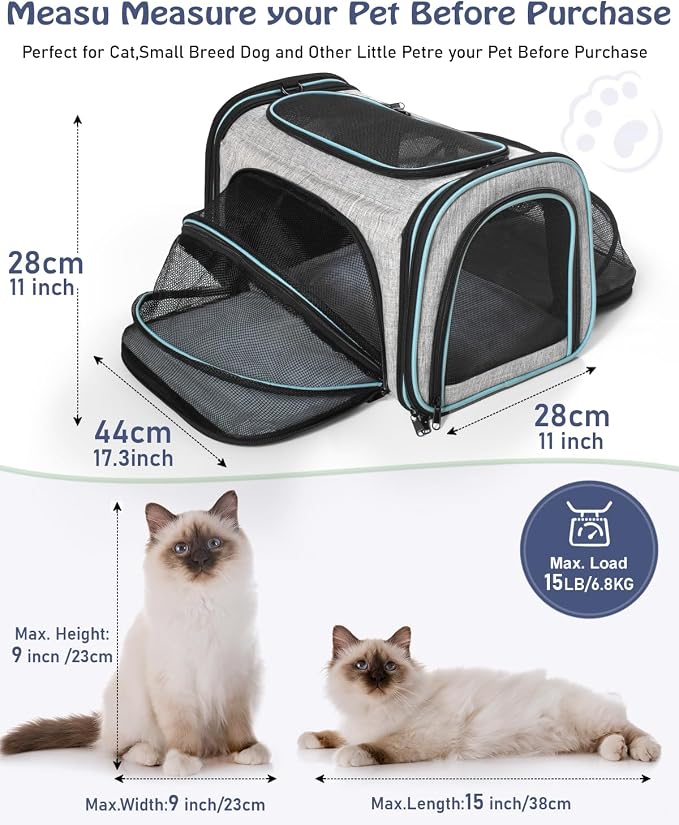 Siivton Cat Carrier, 4 Sided Expandable Pet Carrier - Image 2