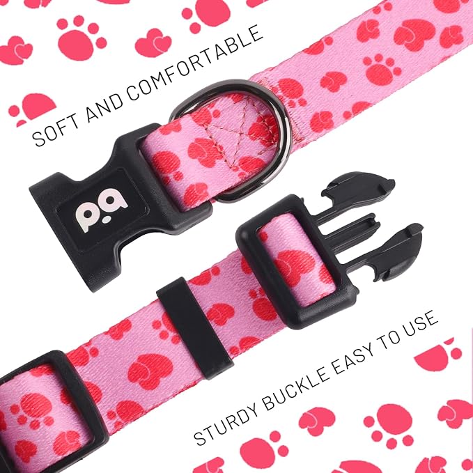 QQPETS Adjustable Soft Dog Collar: Print Flower Pink Multicolor Cute Patterns - Image 3