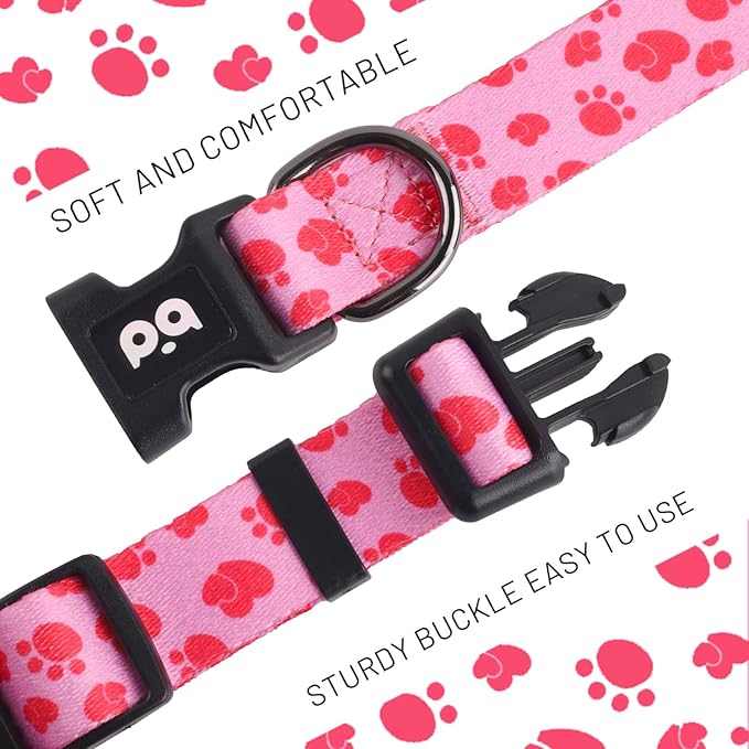 QQPETS Adjustable Soft Dog Collar: Print Flower Pink Multicolor Cute Patterns - Image 3
