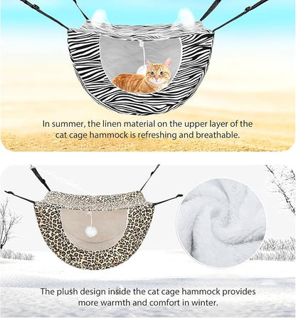 Unittype 2 Pieces Cat Cage Hammock Hanging Pet Bed Double Layer Soft Plush - Image 6