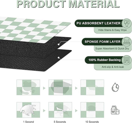 Pet Feeding Mat, Checkered Cat Bowl Mats, Quick Dry Dog Water Dispenser Mats - Image 2
