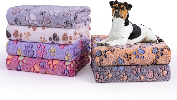 Dono 1 Pack 6 Dog Blankets, Soft Fluffy Fleece Pet Blanket Warm Sleep Mat Paw by Dono