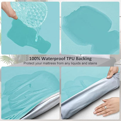 Waterproof Mattress Protector Full, Fitted Sheet Style Breathable Cooling - Image 3