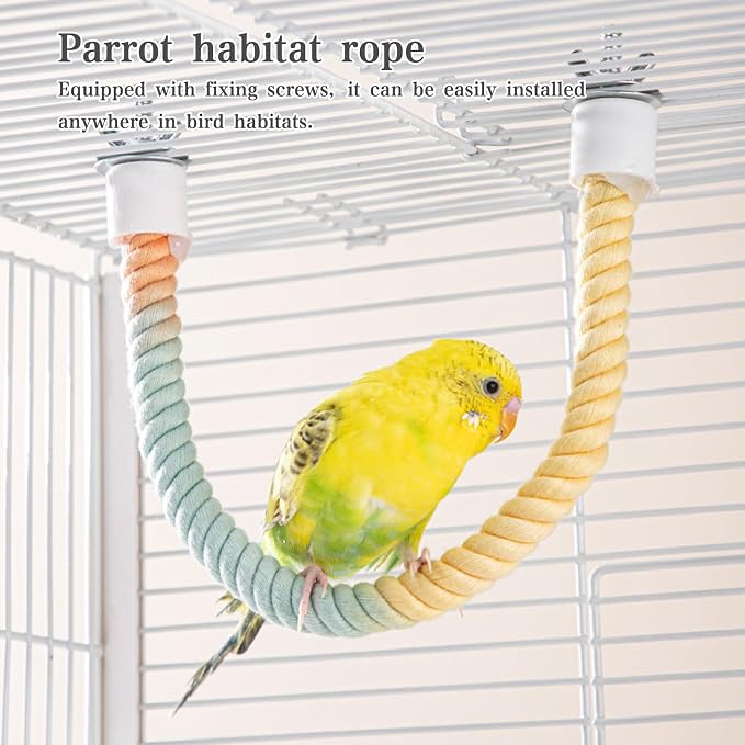 3pcs Gradient Colorful Bird Rope Perch Stand, Bird Cage Climbing Rope Toys - Image 5