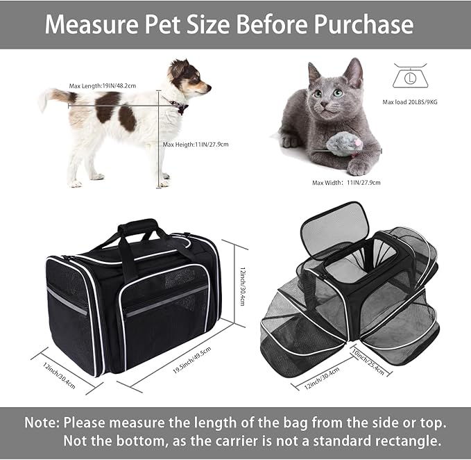 TSA Airline Approved Large Pet Travel Carrier, 4 Sides Expandable - Image 2